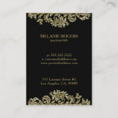 Diamanten & Goud Bloemen wervelen op zwart Visitekaartje (Achterkant)