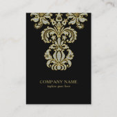 Diamanten & Goud Bloemen wervelen op zwart Visitekaartje (Voorkant)