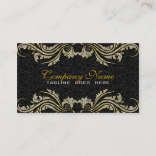 Diamanten & Gouden Swirls, Zwarte Damasks Visitekaartje