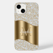 diamanten, groot goudmonogram, witte scriptnaam Case-Mate iPhone case (Achterkant)