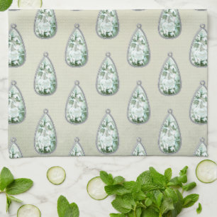  diamanten hanger blauwgroen Victoriaans patroon Theedoek