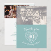 Diamanten hart jubileum 60 jaar foto bedankkaart (Voorkant / Achterkant)