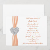 Diamanten Hart Oranje Trouw Bruidsfeest Uitnodigin Kaart (Voorkant / Achterkant)