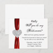 Diamanten Hart Rode Trouwjurk Bruidsmeisje Kaart (Voorkant / Achterkant)