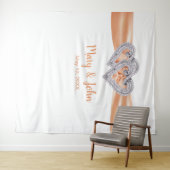 Diamanten Harten Oranje Lint Trouw Achtergrond Wandkleed (In Situ (horizontaal))