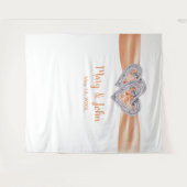 Diamanten Harten Oranje Lint Trouw Achtergrond Wandkleed (Voorkant (horizontaal))