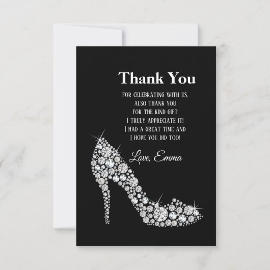 diamanten hoge hakken glitter elegant bedankt (Voorkant)