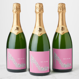 diamanten hoge hakken glitter elegant sparkling wijnetiket