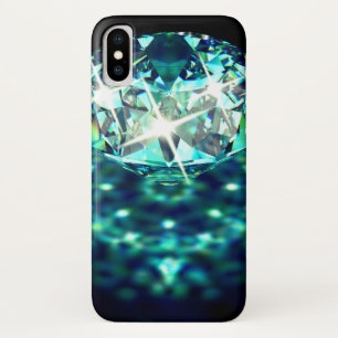 Diamanten juweeltje sprankelend elegant zwart turq iPhone x hoesje