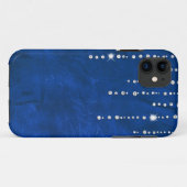 Diamanten op blauw leer Case-Mate iPhone case (Achterkant (horizontaal))