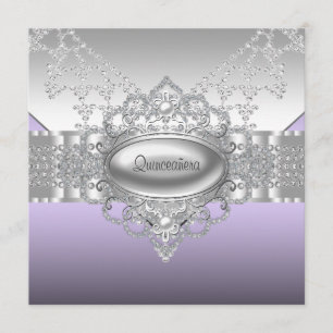 Diamanten Parels Paarse Quinceanera Uitnodigingen