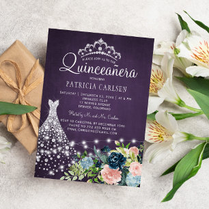 Diamanten prinsessen jurk waterverf chic quinceane kaart