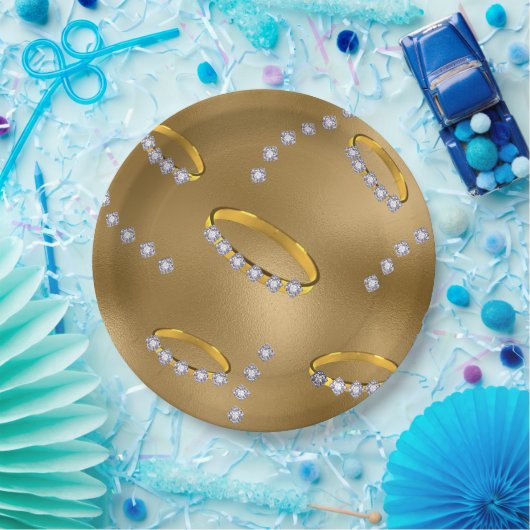 Diamanten ring goud papieren bordje (Feest)