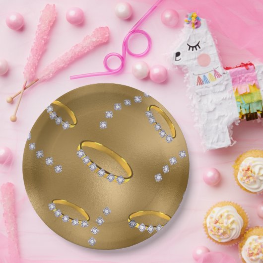 Diamanten ring goud papieren bordje (Feest)