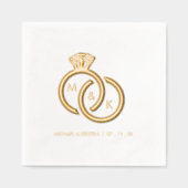 Diamanten Ring Monogram Huwelijk Folie Servetten (Voorkant)