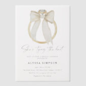 Diamanten ring Ze gaat trouwen Bruidsfeest Vellum Uitnodigingen (Voorkant)