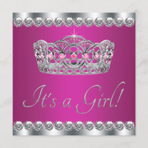 Diamanten Roze Prinses Baby Shower Kaart