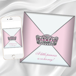 Diamanten Tiara Roze Prinses Baby Borrel Kaart