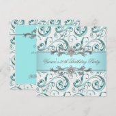 Diamanten Zilver Blauw All Occasion Party Kaart (Voorkant / Achterkant)