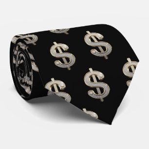 Diamanten & Zilveren Dollar Sign Bling Stropdas