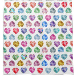 Diamanthart Waterverfpatroon Cute Pastel Meisjesac Douchegordijn