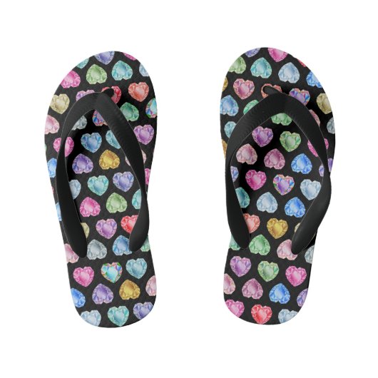 Diamanthart Waterverfpatroon Cute Pastel Meisjesac Kinder Teenslippers (Voetbed)