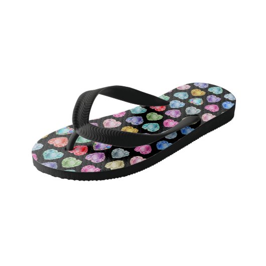 Diamanthart Waterverfpatroon Cute Pastel Meisjesac Kinder Teenslippers (Schuin)