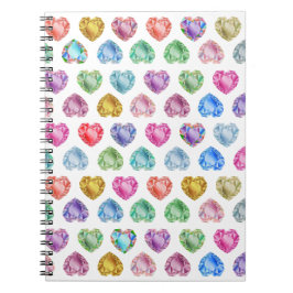 Diamanthart Waterverfpatroon Cute Pastel Meisjesac Notitieboek