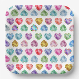 Diamanthart Waterverfpatroon Cute Pastel Meisjesac Papieren Bordje
