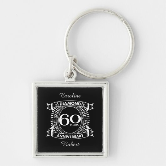 diamantkreet ter gelegenheid van het 60ste huwelij sleutelhanger (Voorkant)