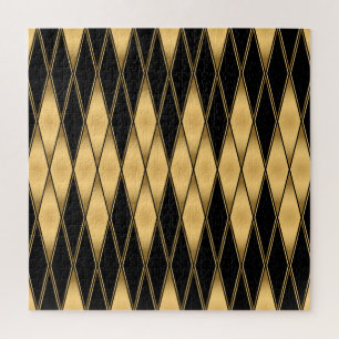 Diamantmotief: goud-zwart elegant patroon. legpuzzel