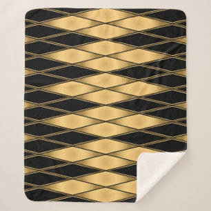 Diamantmotief: goud-zwart elegant patroon. sherpa deken