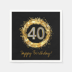 Diamantnummer 40 Glitter Bling Confetti   Goud Servet