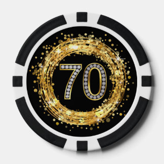 Diamantnummer 70 Glitter Bling Confetti | Goud Pokerchips