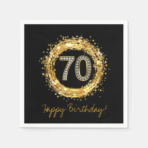 Diamantnummer 70 Glitter Bling Confetti   Goud Servetten
