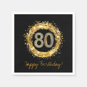 Diamantnummer 80 Glitter Bling Confetti   Goud Servetten