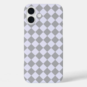 Diamantpatroon in grijs en lavendel iPhone 16 plus hoesje