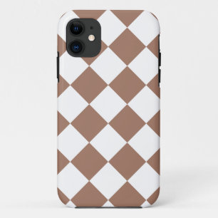 Diamantpatroon in wit en Mocha Mousse iPhone 11 Hoesje