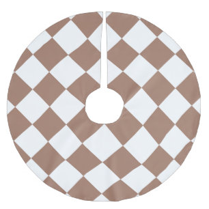 Diamantpatroon in wit en Mocha Mousse Kerstboom Rok