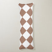 Diamantpatroon in wit en Mocha Mousse Lichaamskussen (Achterkant (Verticaal))