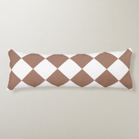 Diamantpatroon in wit en Mocha Mousse Lichaamskussen (Voorkant)