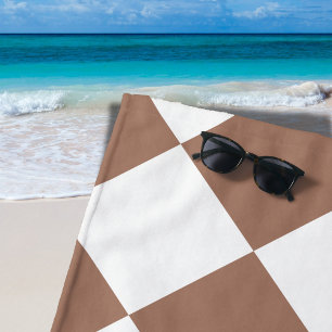 Diamantpatroon in wit en Mocha Mousse Strandlaken