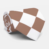 Diamantpatroon in wit en Mocha Mousse Stropdas (Opgerold)