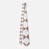 Diamantpatroon in wit en Mocha Mousse Stropdas (Achterkant)