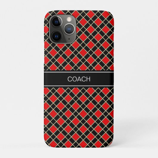 Diamantpatroon in zwart en rood Case-Mate iPhone case (Achterkant)