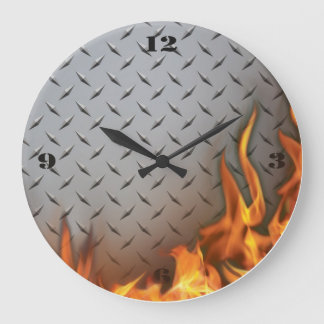 Diamantplaat Metaal en Vuur Wandklok Grote Klok