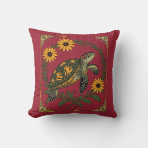 Diamantrugschildpad en Black Eyed Susan Bloemen Kussen