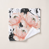 Diamants à Parties scintillant de  florales-noires (Gant de toilette)