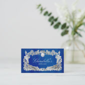 Diamants argentés bleus floraux de carte de visite (Debout devant)