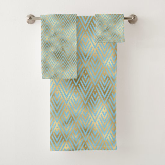 Diamants Art Déco Motif, Turquoise & Or (En situation)
